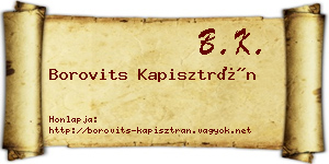 Borovits Kapisztrán névjegykártya